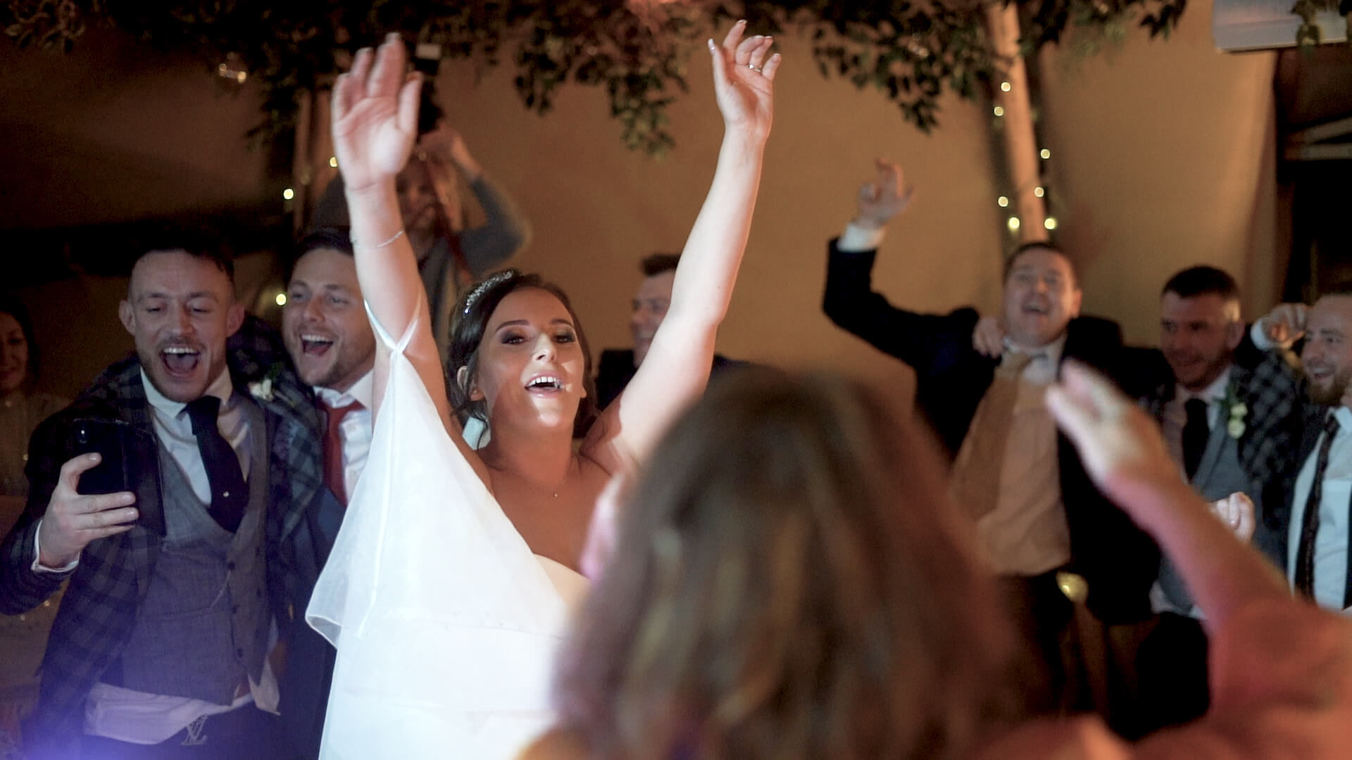 Bride Abbie dancing at Woodhill Hall