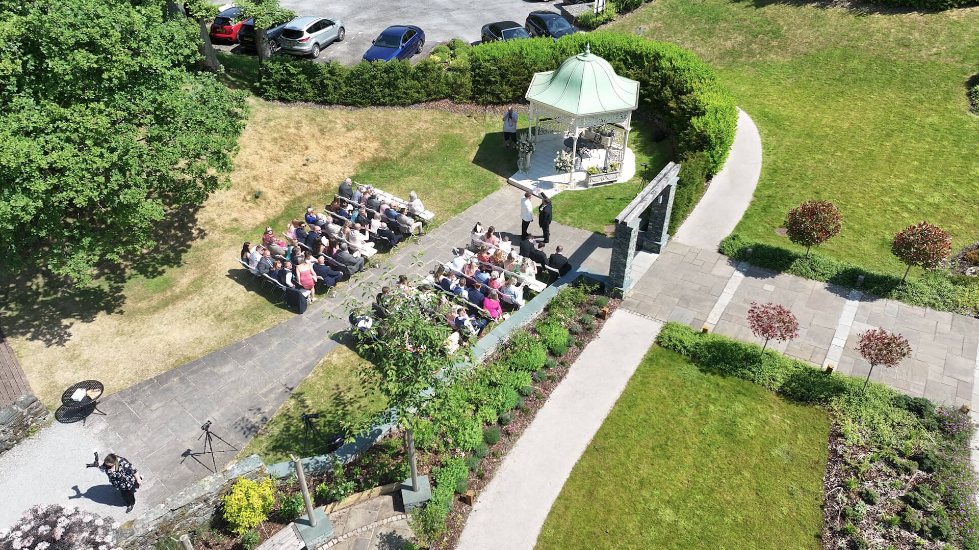 Drone Shoy of Lodore Falls outdoor ceremony