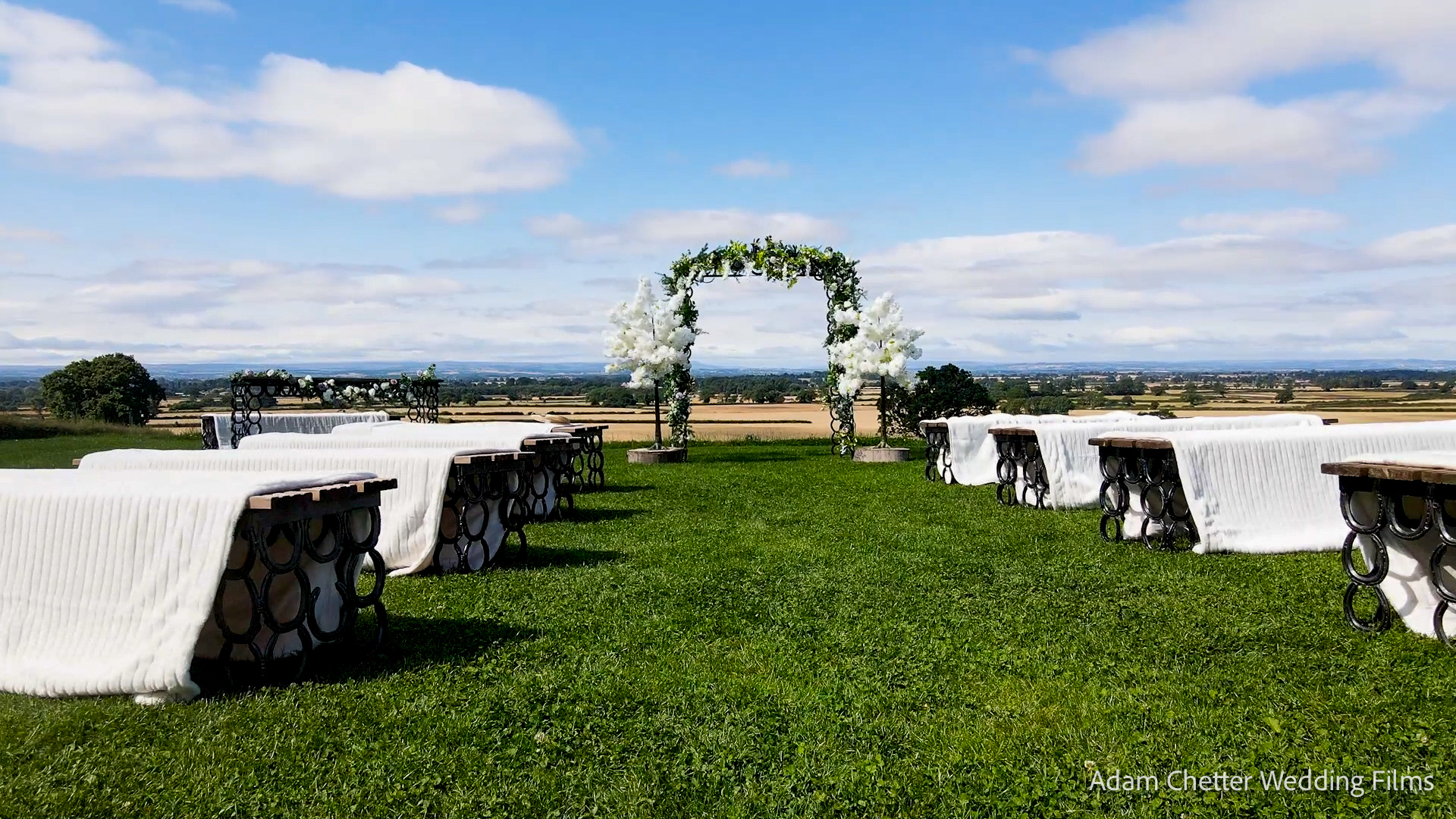 Outdoor Ceremony Setup At Thief Hall Yorkshire