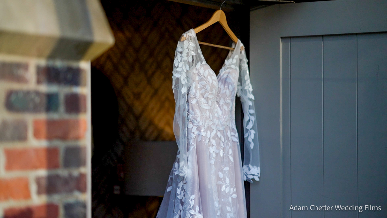 Wedding Dress Hanging Outside Apartment