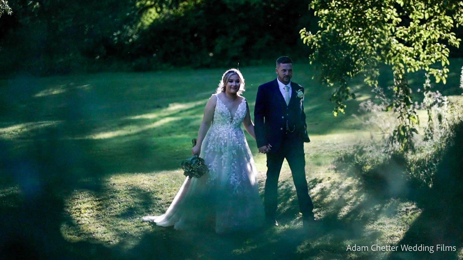 Bride and Groom Go For A Walk At Blackwell Grange