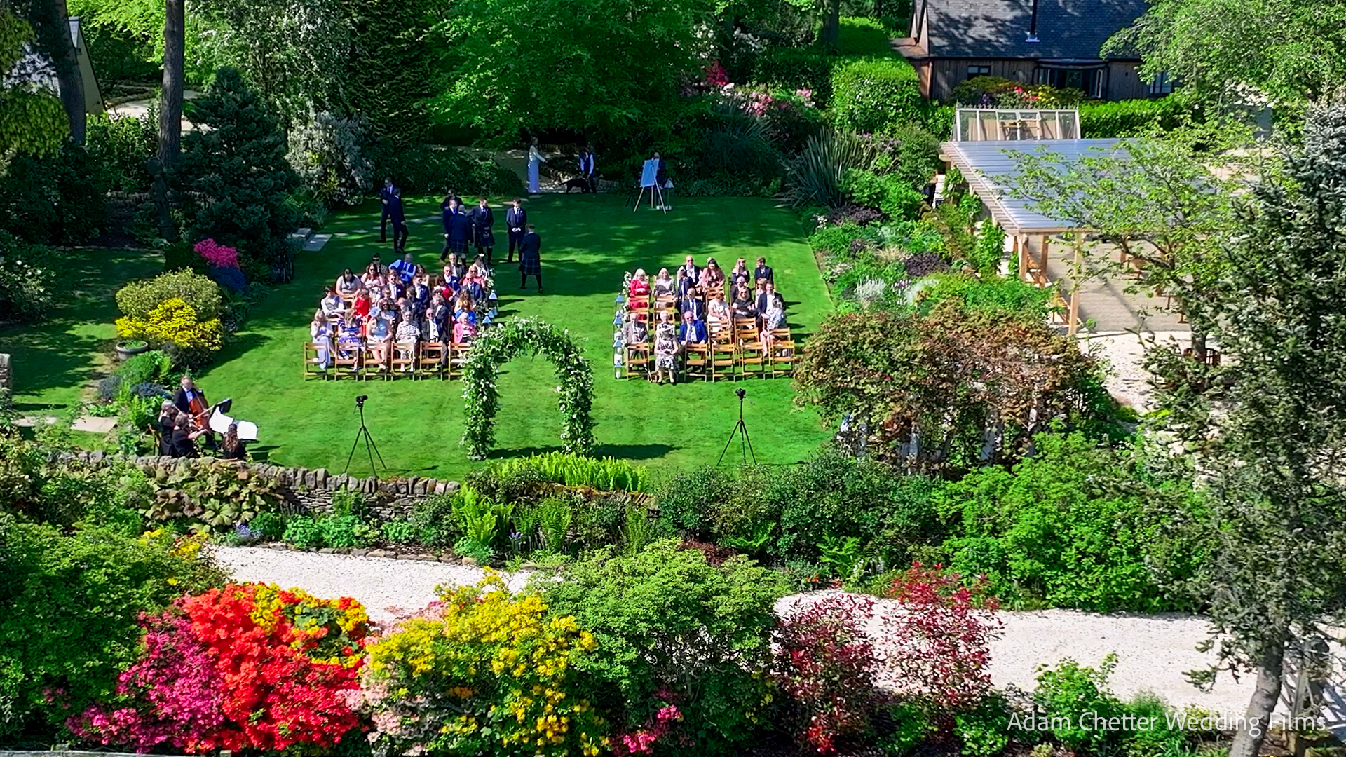 Outdoor Halton Grove Wedding Ceremony From Drone