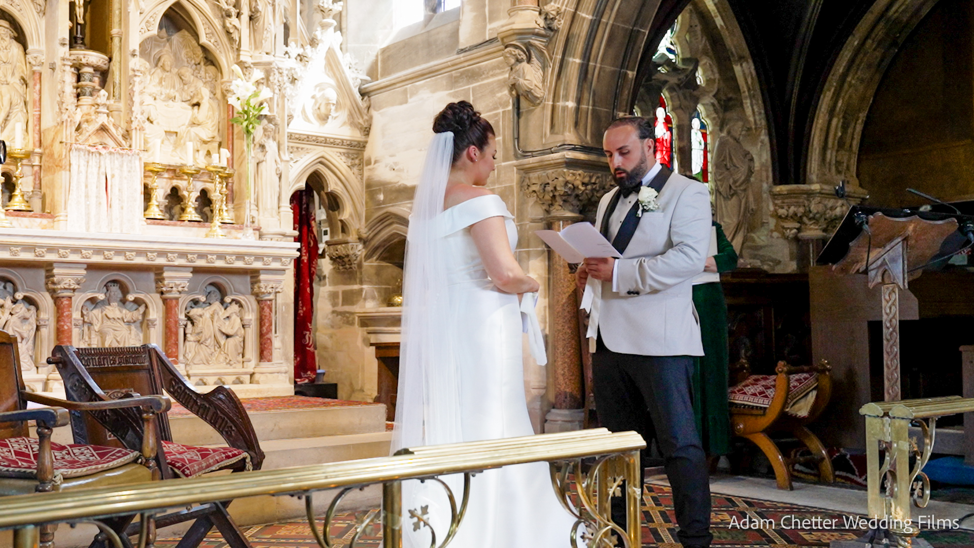 Groom Reads Vows To Bride