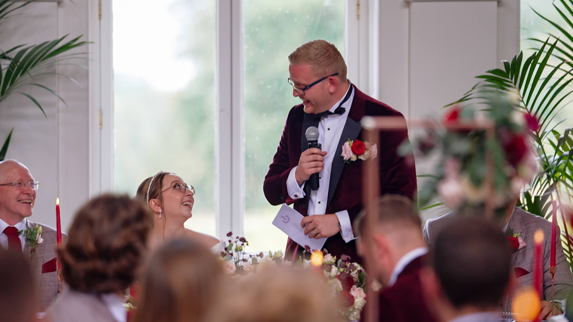 Groom Daniel Looks At Bride During Wedding Speech